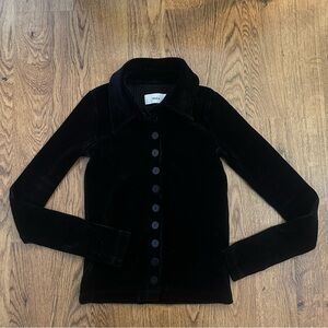 KkCo Black soft Corduroy Button-Up Shirt top size small long sleeve cotton blend